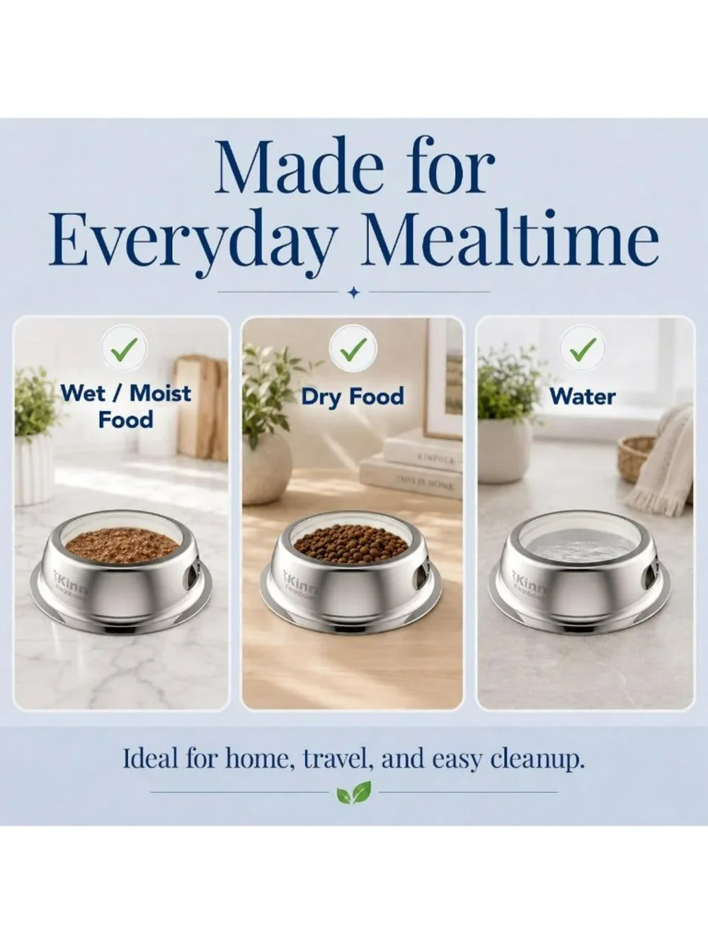 Stainless Steel Pet Bowls Set of 2 - 24 oz, Durable & Easy to Clean Design
